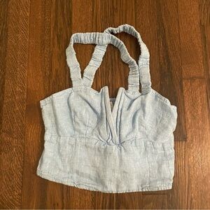 Anthropologie blue crop top